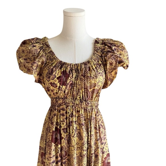 Ulla Johnson - Nanette Brown Floral Midi Dress Sz 4 - Picture 5 of 10